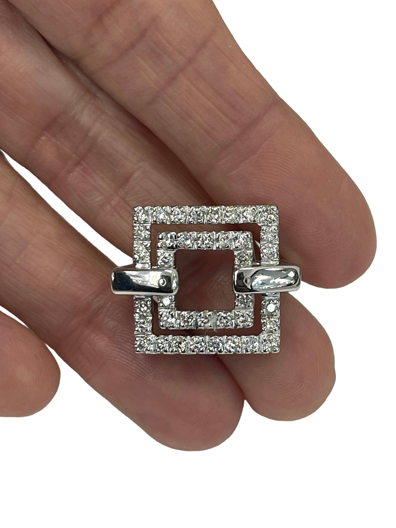 Double Square Celebration Diamond Ring White Gold 14kt