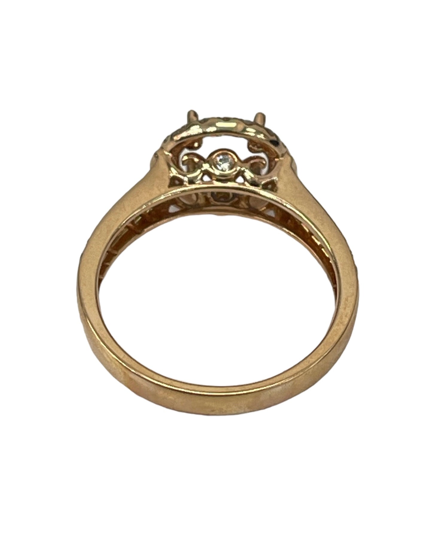 4 Prong Semi-Mounting Halo Diamond Ring 14kt Rose Gold