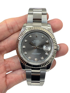 Rolex Datejust II Rhodium Diamond Dial 41mm Reference 116334