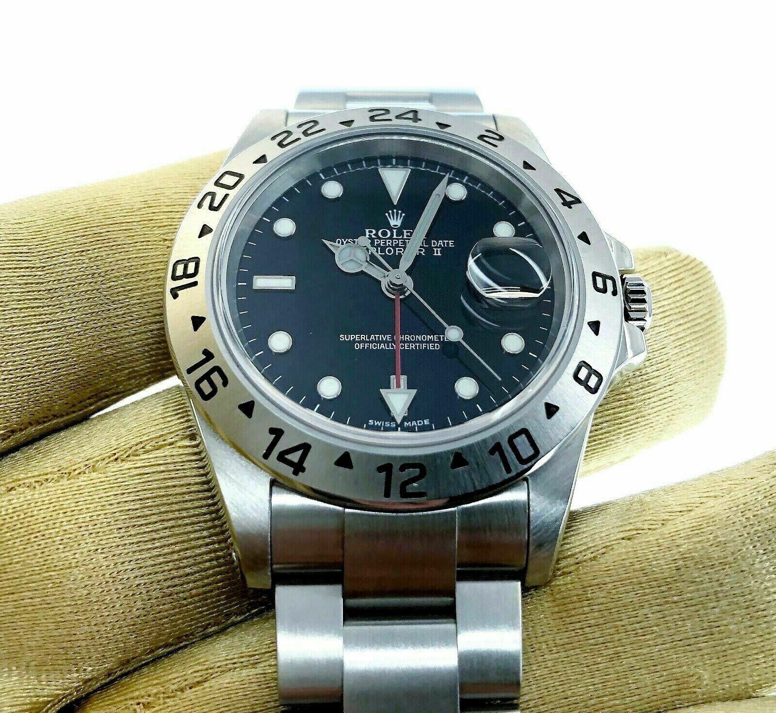 Rolex 40MM Black Explorer II Stainless Steel Watch Ref # 16570 K Serial 2001
