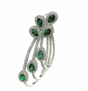 5.75 Carats t.w. Emerald and Diamond Chandelier Earrings Emeralds 3.10 Carats