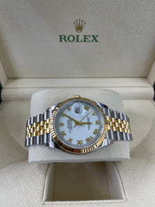 UNWORN Rolex 36MM Datejust Watch 18K Yellow Gold SS White Roman Numeral 126233