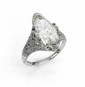 2.95 Ct tw Platinum Custom Made Diamond Engagement Ring 2.14 Marquise GIA F VVS2
