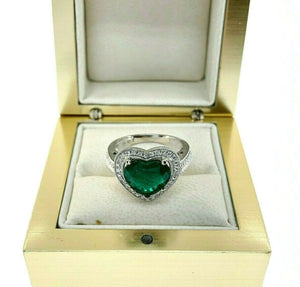 2.08 Carats t.w. Diamond and Emerald Halo Ring 18K Gold Emerald is 1.68 Carats