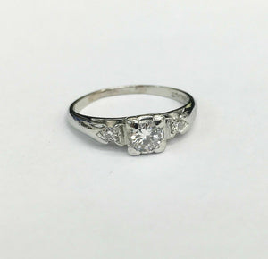 Antique Platinum Diamond WeddingRing Circa 1940's 0.40 Carat t.w. F SI Diamonds