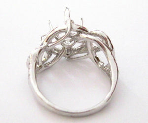 4 Prongs Hallow Semi-Mounting for Round Cut Diamond Ring Engagement 18k W/G