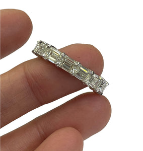 3.52 Carats Emerald Half Way Diamond Ring East West Setting Platinum