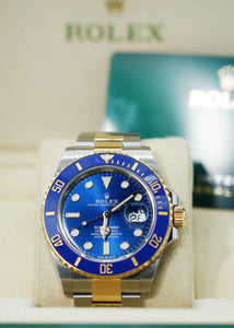 Rolex Submariner Date Blue Ceramic 41mm 18K Yellow Gold & Steel Watch Ref 126613