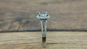 14k White Gold Split Band Semi Mount Diamond Ring with Accent Diamonds