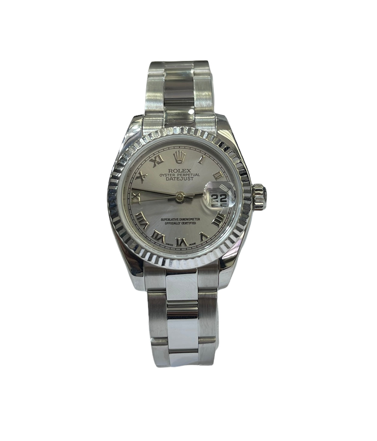 Rolex 179174 Datejust Ladies 26mm Rhodium Dial Factory With Papers