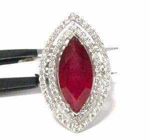 8.10 TCW Marquise Ruby & Diamonds Fashion/Cocktail Ring Size 7 18k White Gold