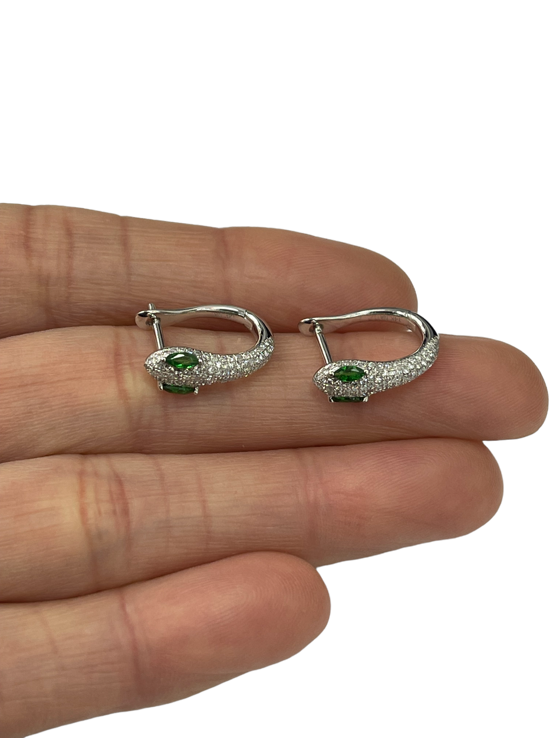 Micro Pave Diamond Serpent Huggie Earrings 14kt White Gold