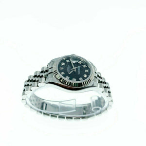 Rolex 26 MM Lady Diamond Datejust 18 Karat White Gold Steel Watch Ref #179174