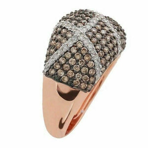 1.22 TCW Natural Round Brilliants Champagne Diamond Ring 14k Rose Gold Size 7