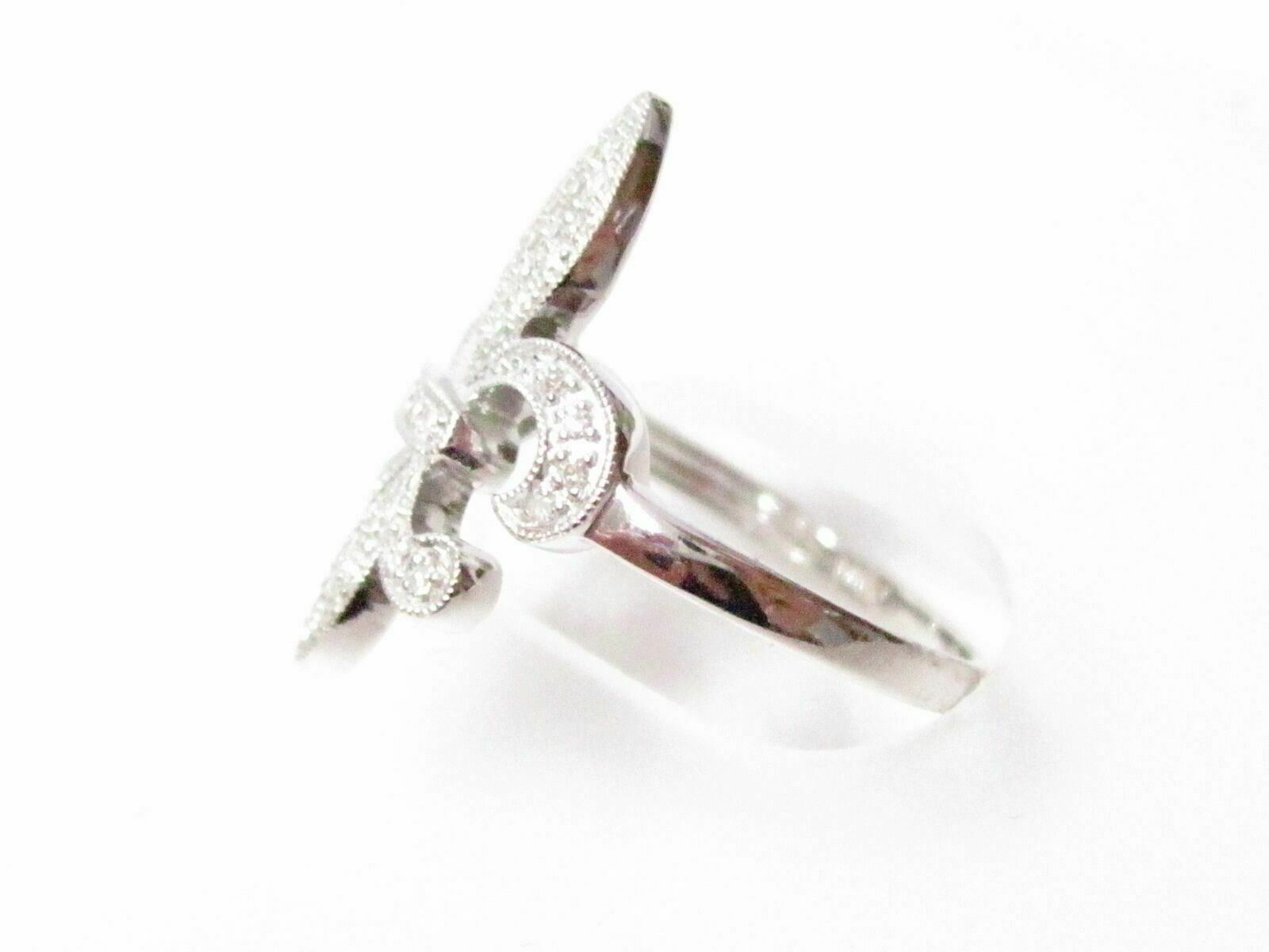 .25 TCW Fleur De Lis Round Diamond Ring Size 7 G SI1 Not Enhanced 14k White Gold