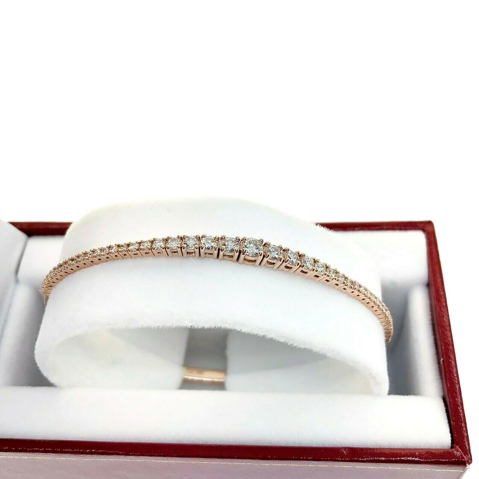 1.14 Carats Graduated Round Diamond Soft Flexible Bangle Bracelet 14K Rose Gold