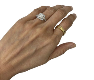 Four Stone Princess Cut Illusion Diamond Ring White Gold 14kt