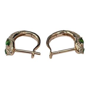 Micro Pave Diamond Serpent Huggie Earrings 14kt Rose Gold