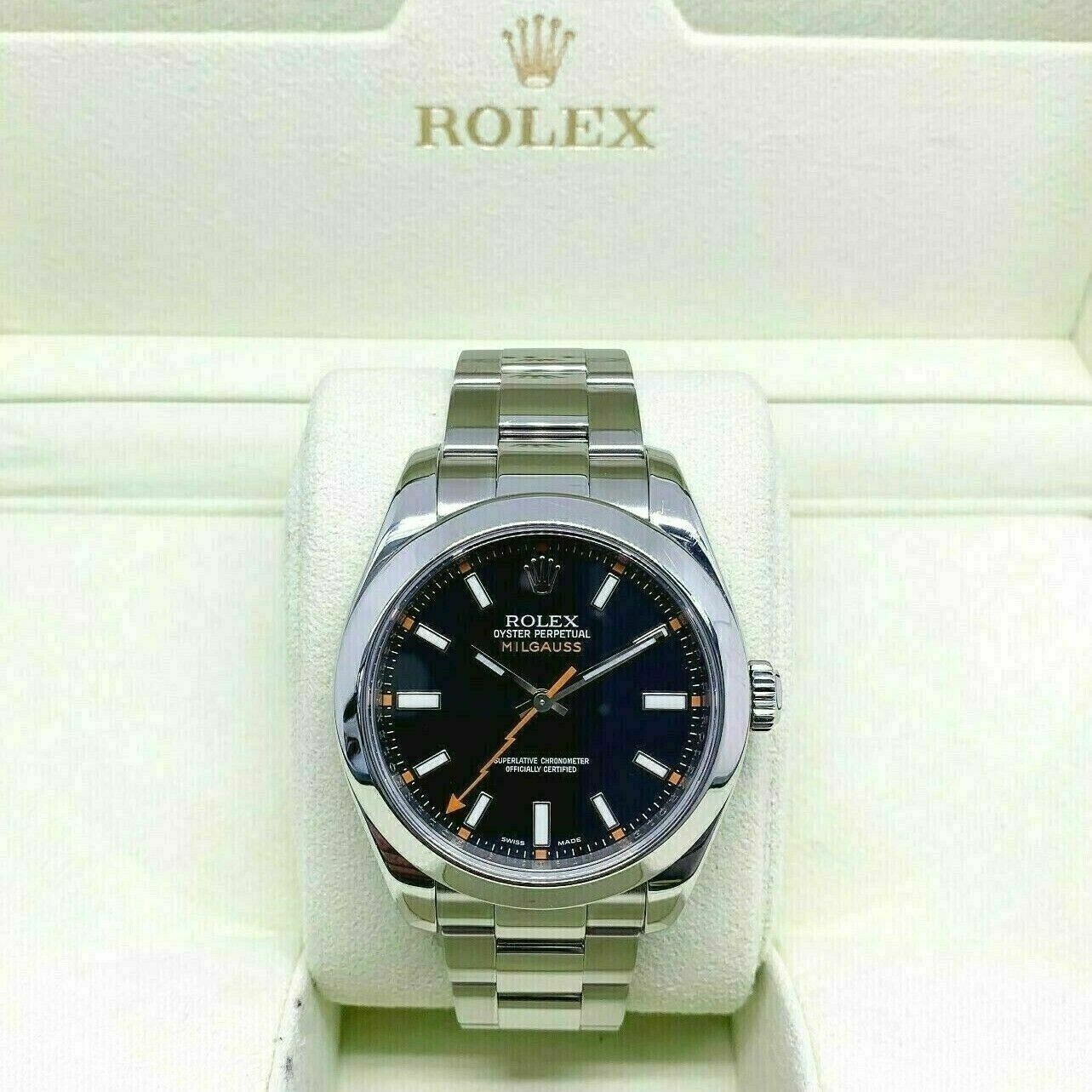Rolex 40MM Milgauss Watch Stainless Steel Oyster Smooth Bezel Ref # 116400