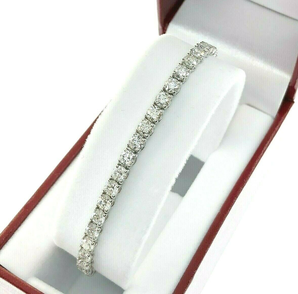 5.33 Carats t.w. Diamond Tennis Bracelet 18K White Gold 62 Round Diamonds