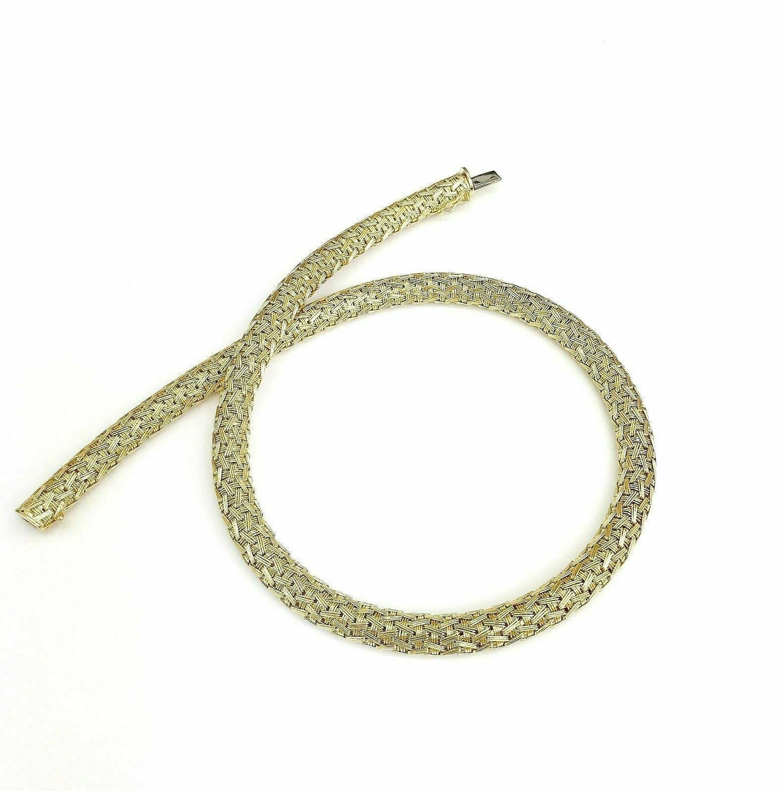 Solid 14K Yellow Gold Basketweave Necklace 16 Inch 2.01 Ounces 1/3 Inch Width