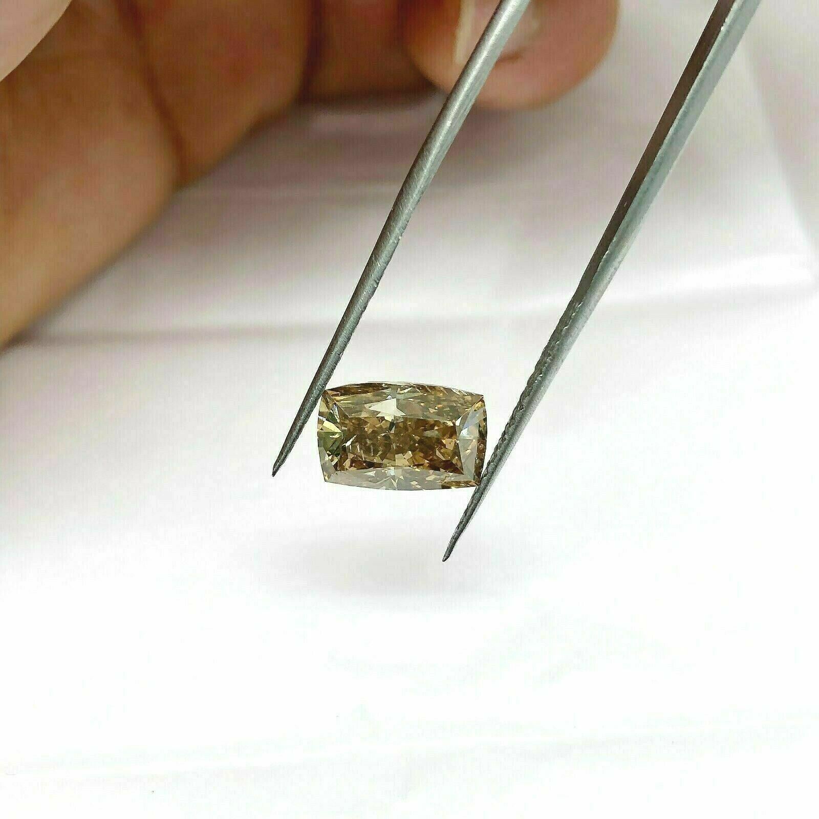 GIA Natural Fancy Dark Yellowish Brown 3.40 Ct GIA Elongated Cushion Cut Diamond