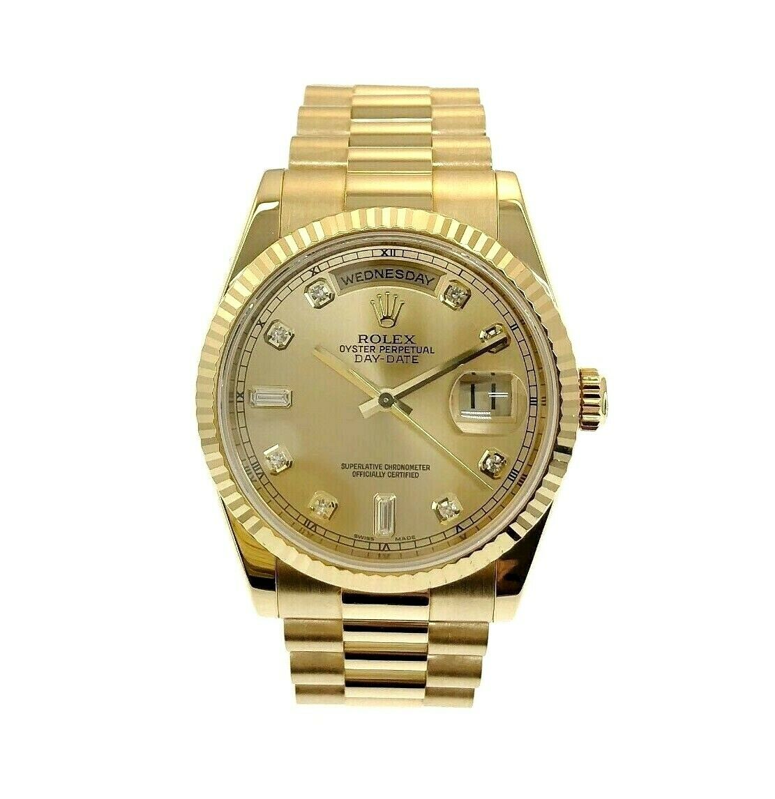 Rolex Day Date President Factory Diamond Dial 36mm Watch 118238 Double Quick Set