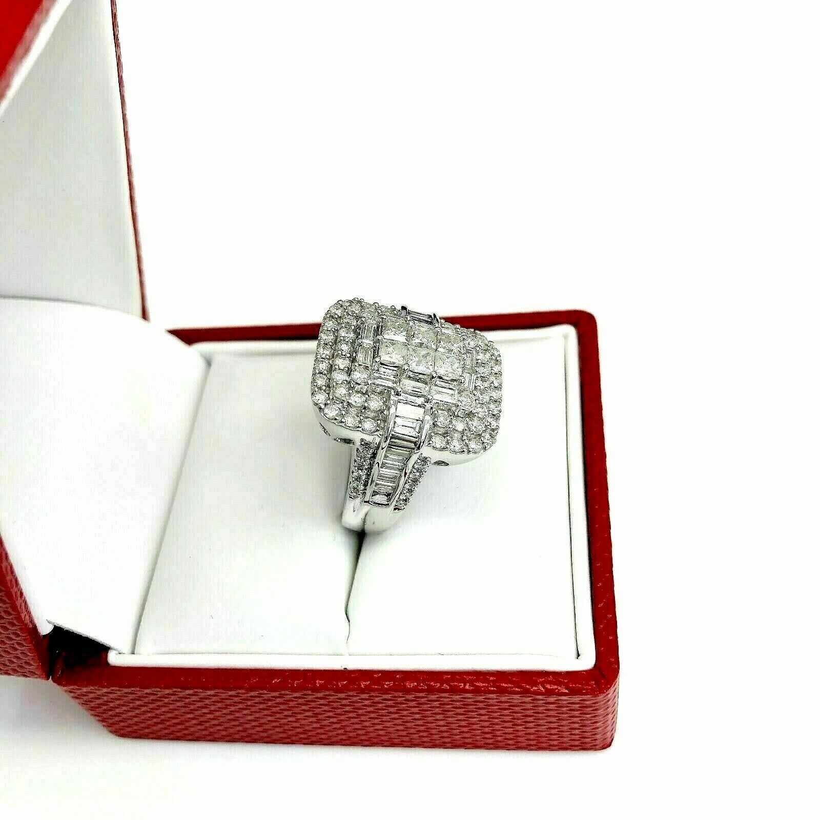 3.15 Carats Diamond Wedding Anniversary Ring Large Invisible Set Halo Center