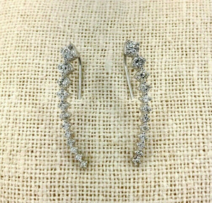 0.58 Carats t.w. Diamond Crawler Earrings 14 Karat White Gold 1.10 Inch Length
