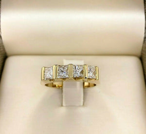 1.40 Carats Princess Cut Diamond Channel Set Anniversary Ring Wedding Band 18K