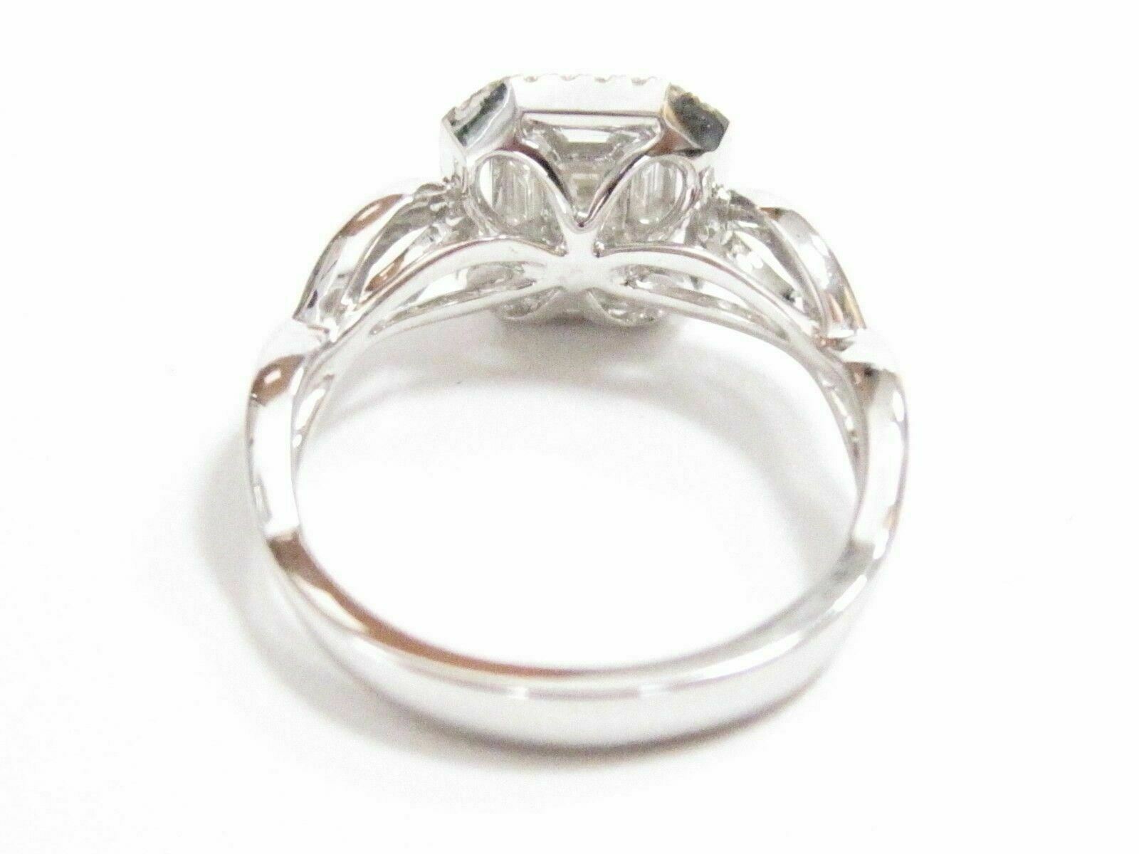 Fine .95 TCW Baguette Diamonds Octagon Shape Ring G VS2 Size 6.5 18k White Gold