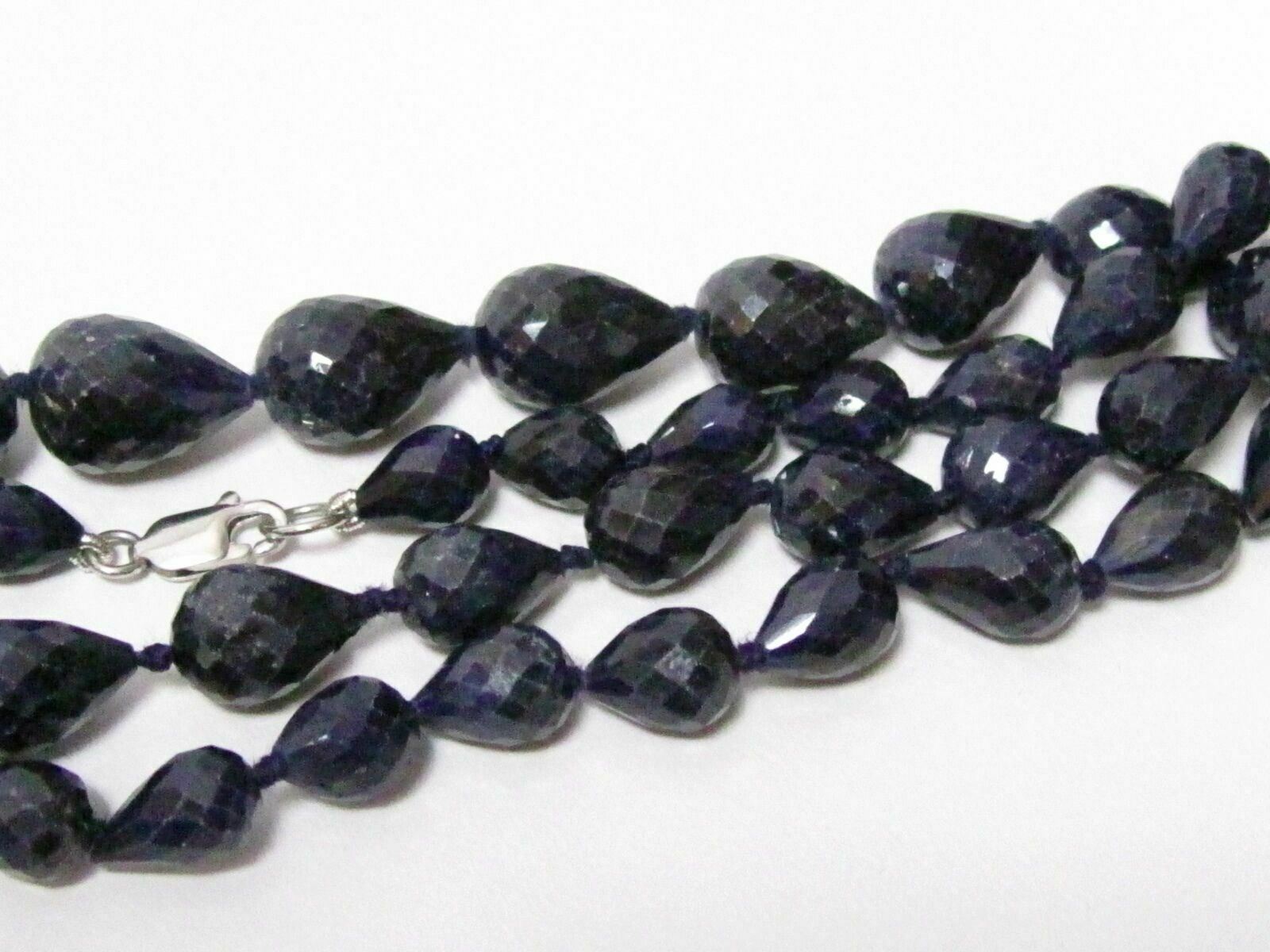 230 Carats Natural Pear Shape Blue Sapphire Strand/String Necklace 18k Gold 19"