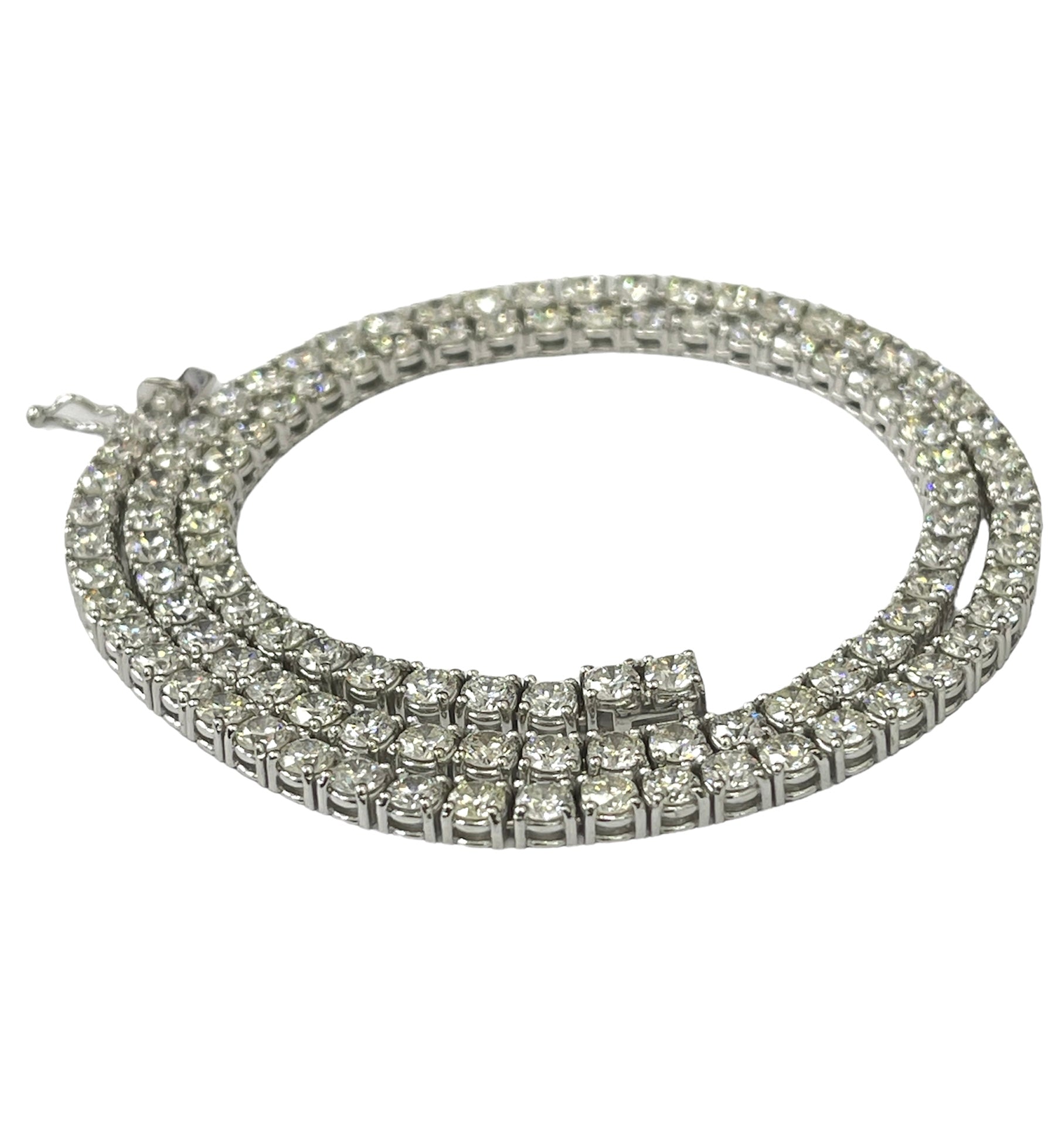 Tennis Necklace Round Brilliants Diamonds White Gold