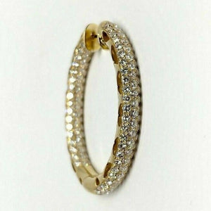 5.50 ct Diamond Hoop Eternity Inside Out 18K Yellow Gold Earrings