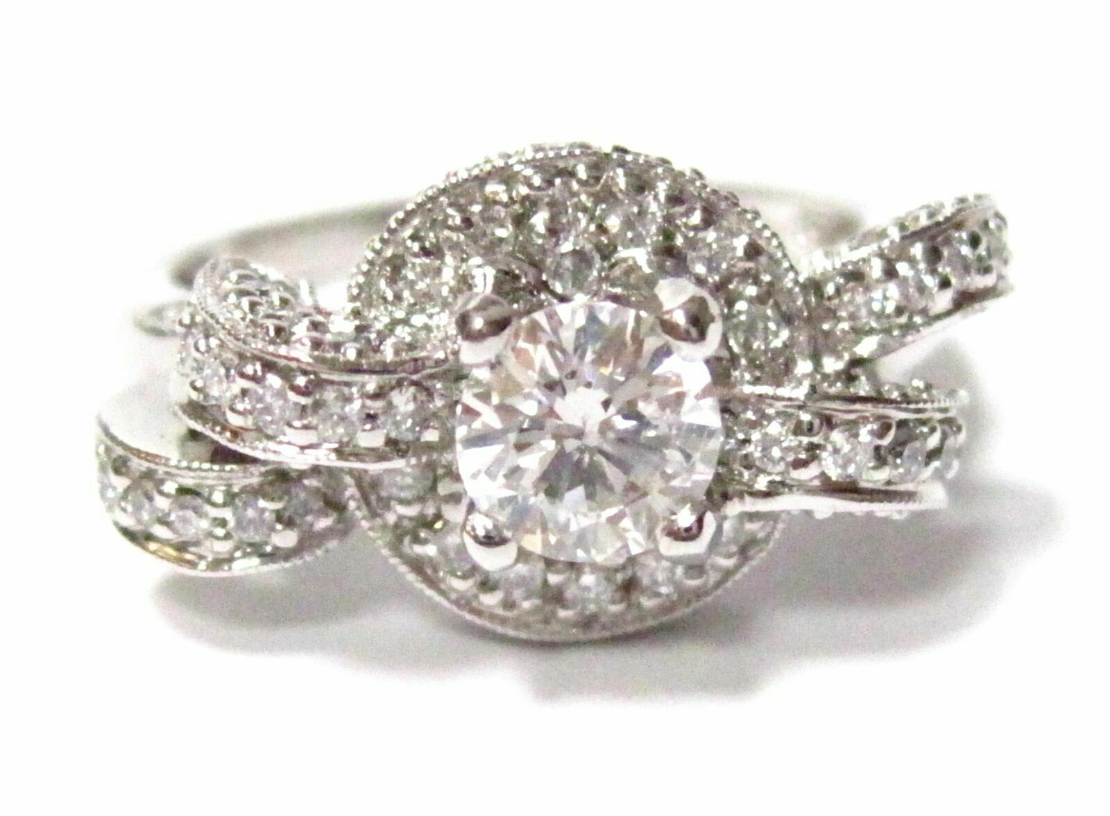 1.10 TCW Round Cut Solitaire Diamond Engagement Ring Size 7 I VS2 14k White Gold