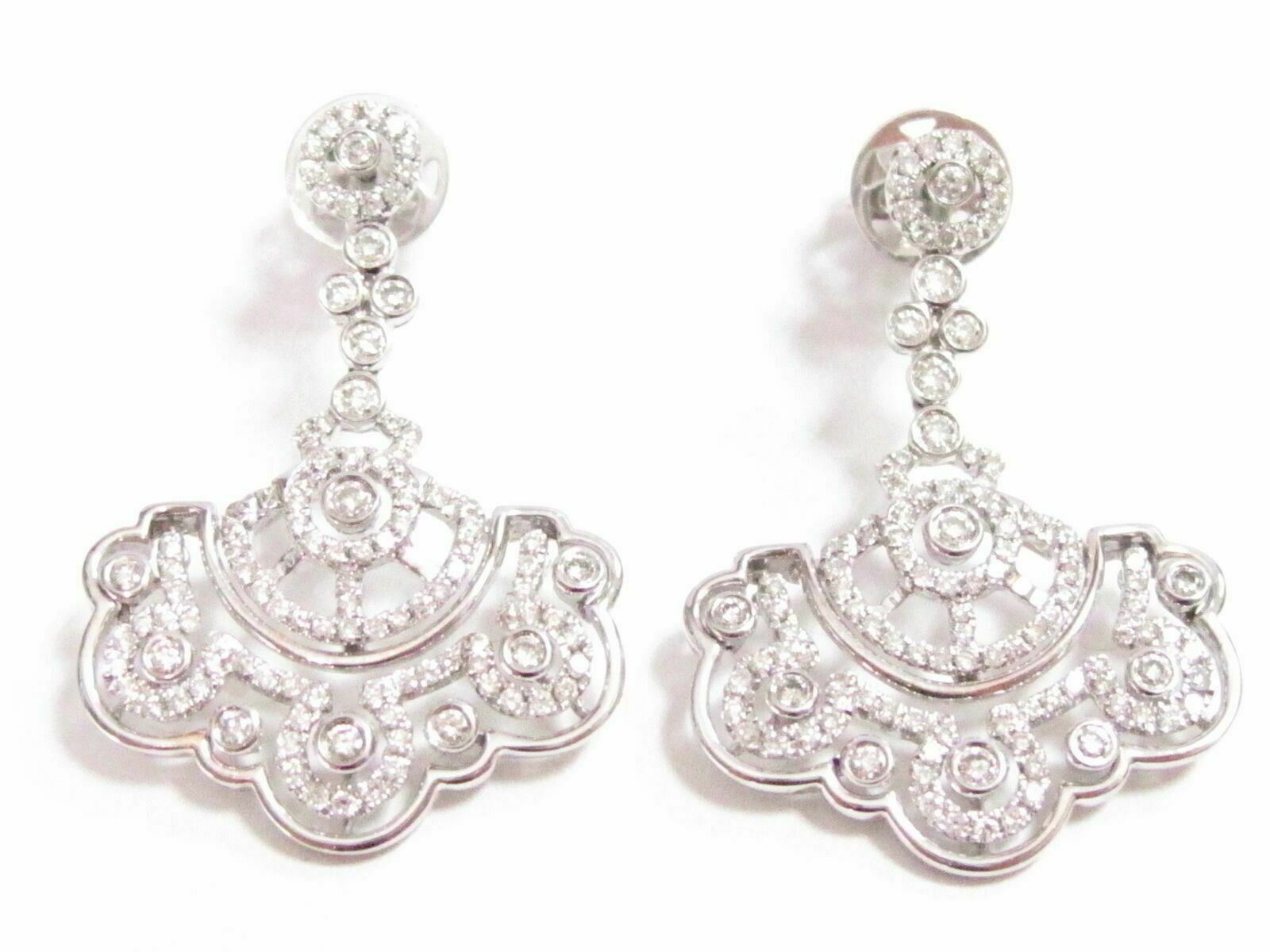 1.80 TCW Art Deco-Style Chandelier Diamond Earrings Push Back G VS1 18k W-Gold