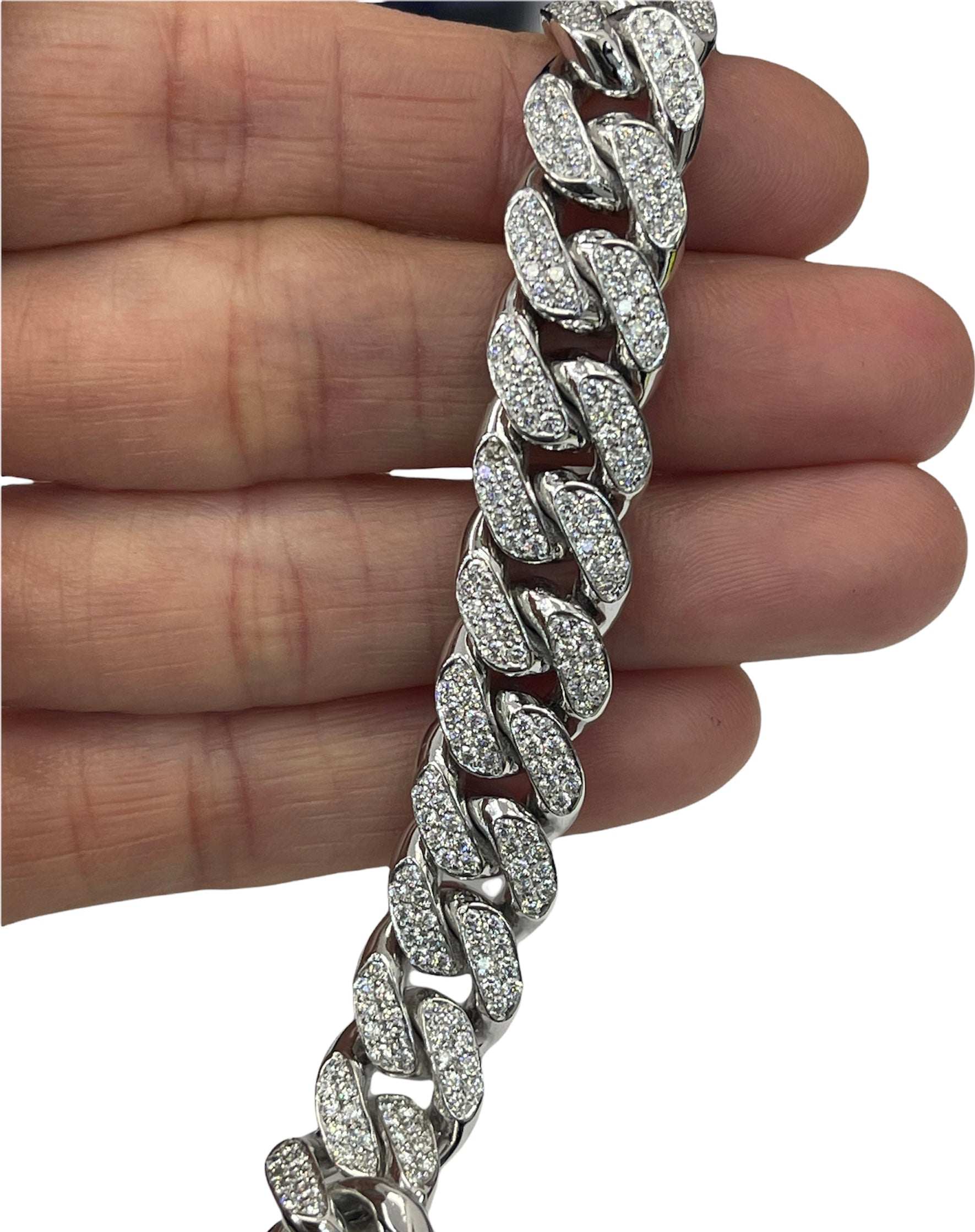 Cuban Link Diamond Bracelet Round Brilliants 5.27 Carats White Gold