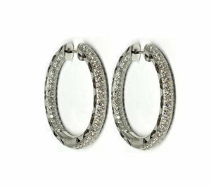 5.50 ct Diamond Hoop Eternity Inside Out 18K White Gold Earrings