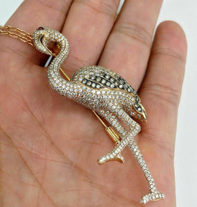 6.65 Carats t.w. Custom Made Flamingo Diamond Pendant/Brooch 18K Rose Gold