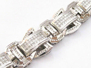 17.86 TCW Men's Round & Princess Cut Invisible Set Diamond Bracelet G VS2 14k