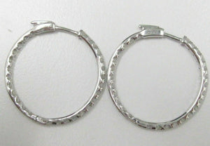 26mm 2.50 TCW Round Hoops In & Out Diamond Earrings F-G VS-2 18kt White Gold