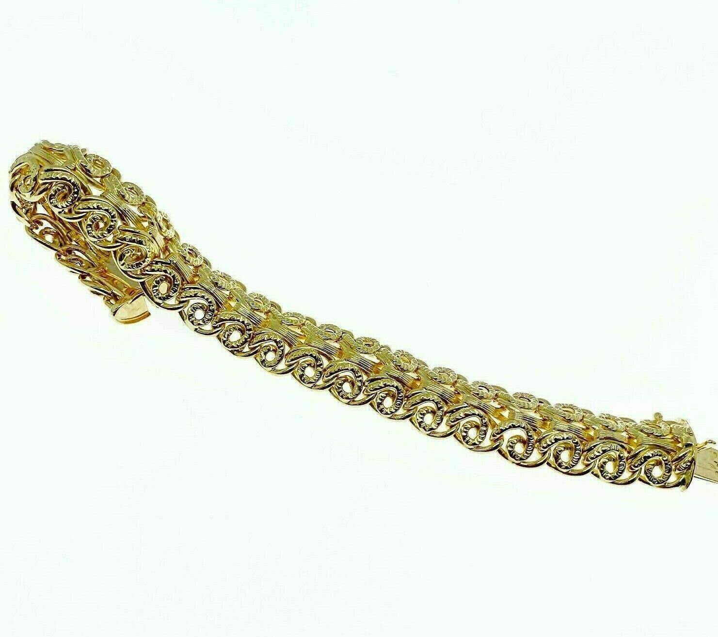 Estate Lady's Bracelet Solid 18K Yellow Gold 35.1 Grams 0.60 Inch Width