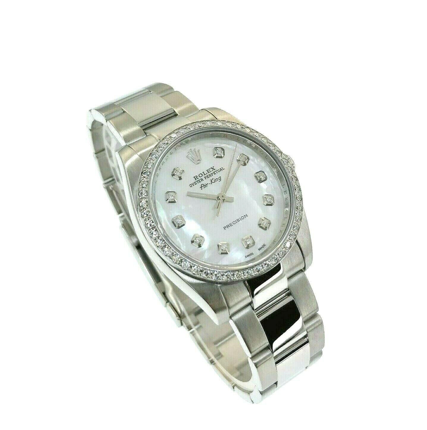 Rolex Air-King Midsize 34MM Lady Diamond Dial & Bezel Oyster Band Steel Watch