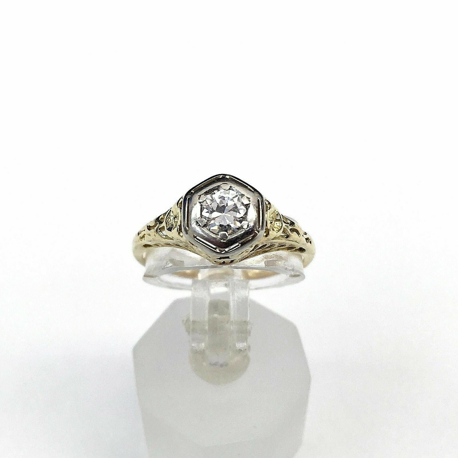 Antique Diamond Wedding Engagement Ring Circa 1950's 0.30 Carat F SI Diamond