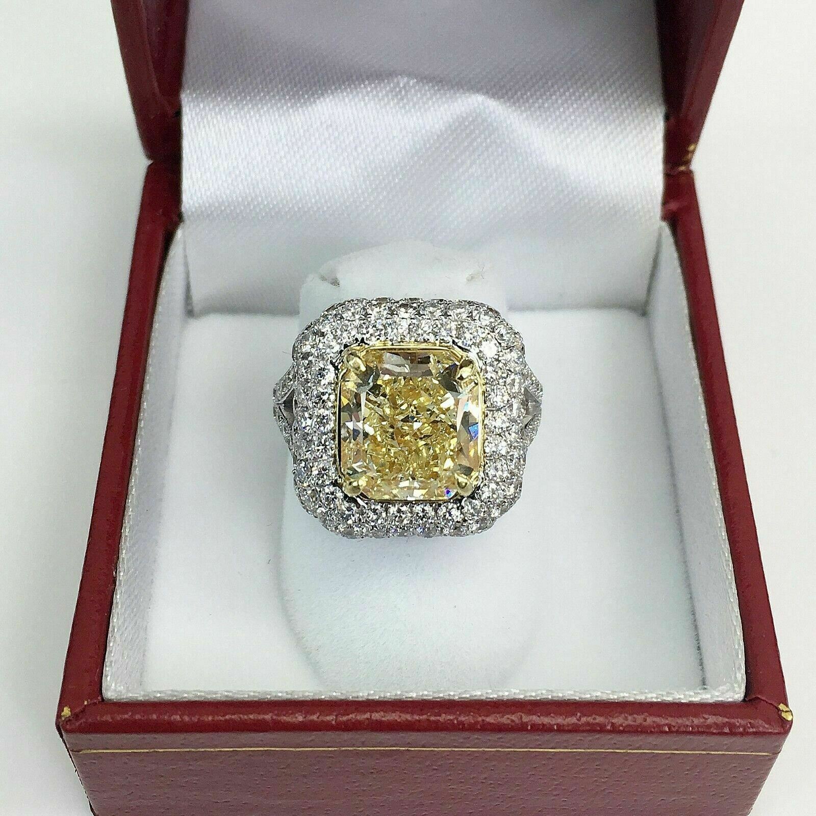 5.93 Carats t.w. Custom Made Diamond Ring 4.78 Carats Fancy Yellow GIA Cert
