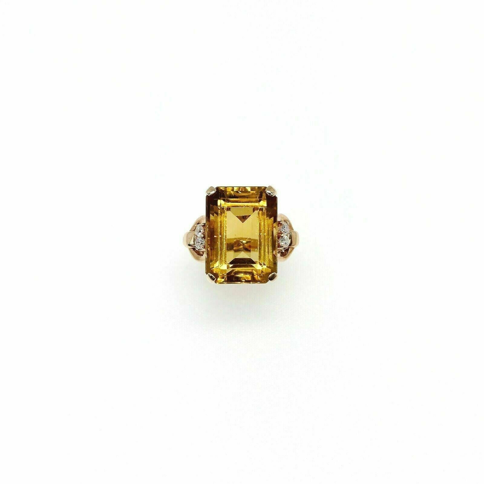 15.90 Carats t.w. Diamond and Citrine Ring 14K Rose Gold 15.70 Carats Center