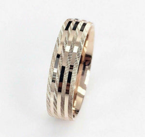 Mens 14K Rose Gold High Polished w Coinage Edges Wedding Band 6 MM Brand New