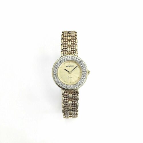 Womens Solid 14 Karat Yellow Gold Geneve Diamond Watch Carats