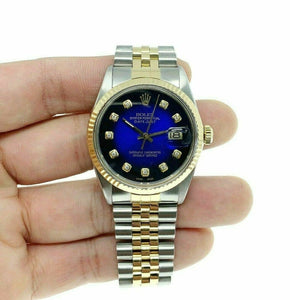 Rolex 36MM Datejust Diamond Watch 18K Yellow Gold Stainless Steel Ref 16013