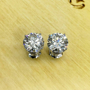 12.02 Cttw. GIA J SI1 Perfectly Matched Pair Stud Earrings On Platinum IDEAL CUT